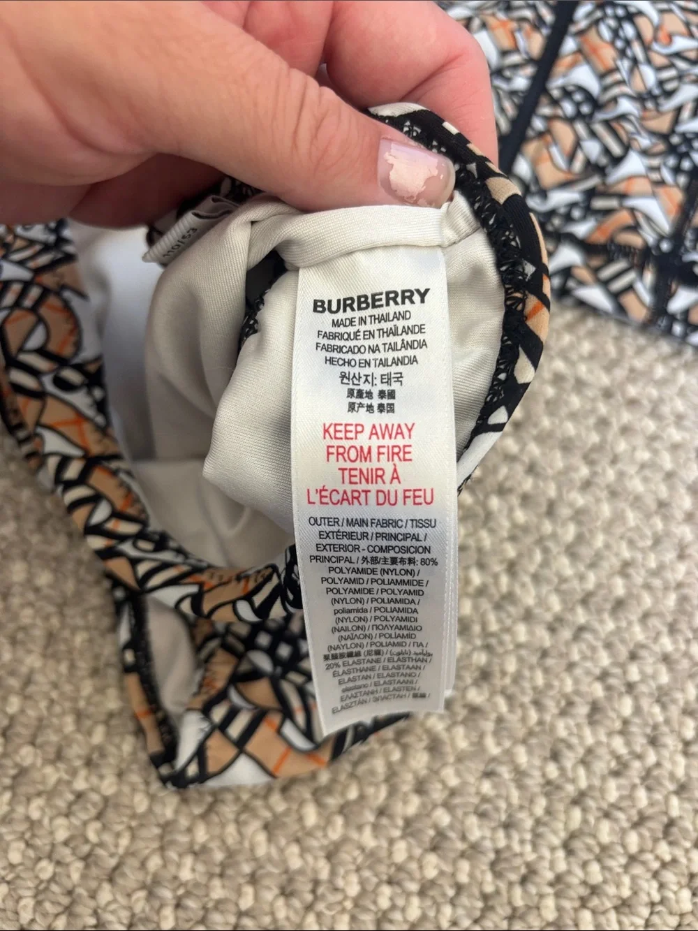 Burberry Black White and Beige Patterned Kids Rashguard Set